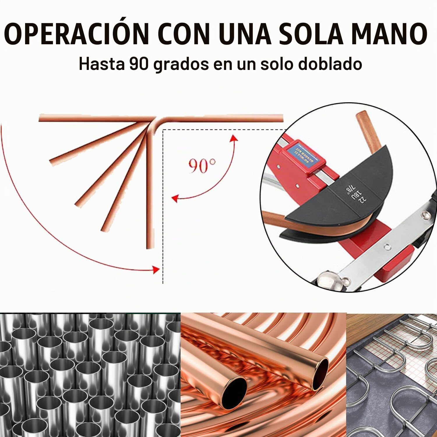 Maquina de Doblar Tubo Multicapa, Dobladora de Tubos Manual 6-22mm Curvdora de Tubos Hasta 90°, Curvadora de Mano para Tubos con Cortatubos y 7 Troqueles de Alta Resistencia