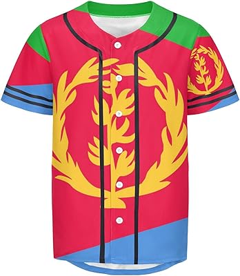 Vnurnrn Eritrea Flag Mens Baseball Button Down Jersey Hipster Hip Hop T Shirts