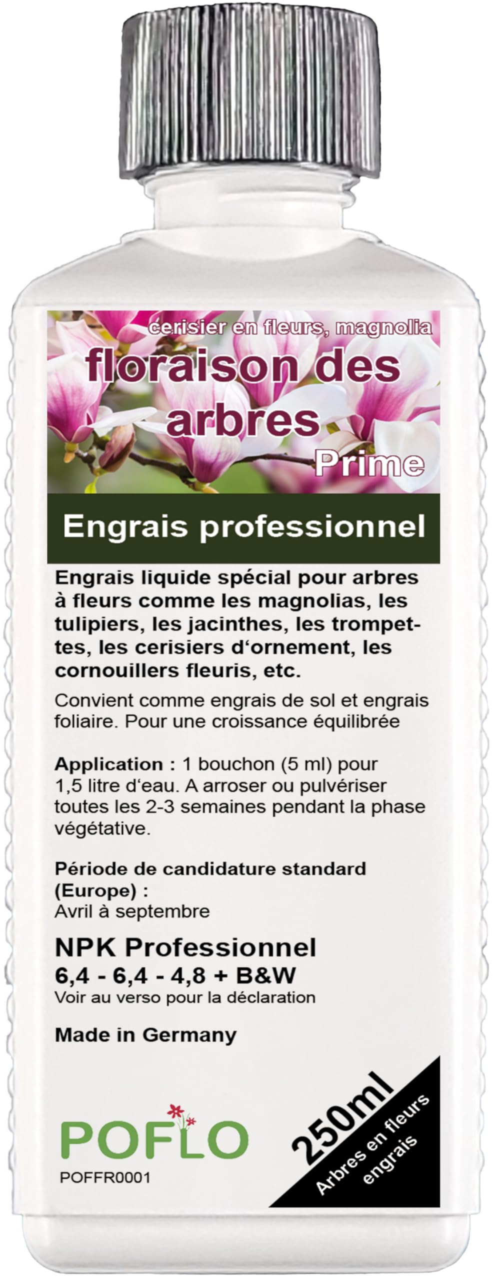 Engrais Complet NPK POFLO pour Arbres à Fleurs - 250 ml
