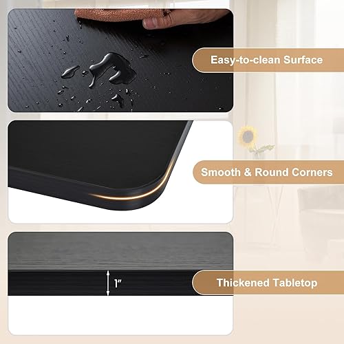 Miniatura 30 de Tangkula Mesa universal de madera, 55 x 28 pulgadas, 1 pieza de escritorio para marco de escritorio estándar y sentado a pie, encimera de oficina