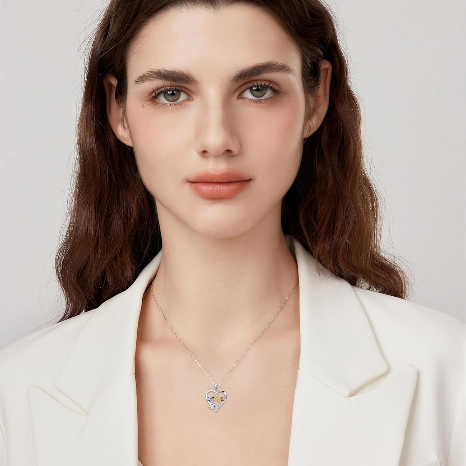 Autism Awareness Necklace Gifts for Women 925 Sterling Silver Puzzle Piece Colorful Pendant Autism Mom Jewelry Inspirational Gift for Autistic