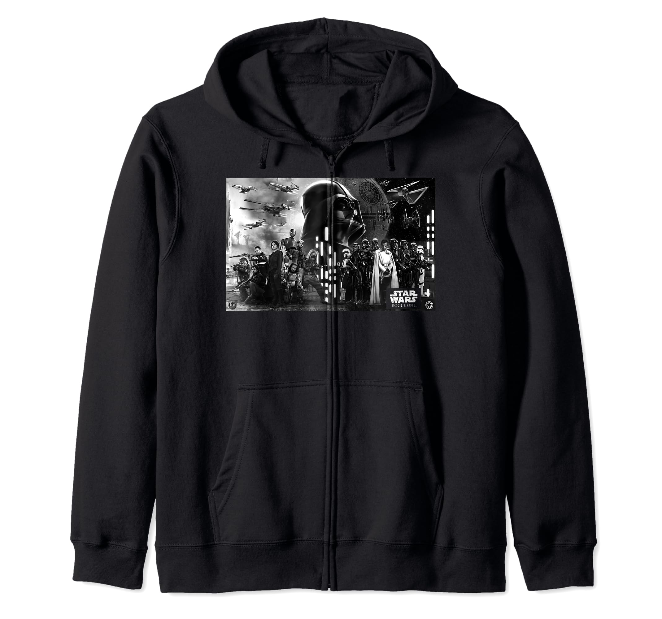 Star Wars Rogue One Death Star Battle Groupshot Zip Hoodie, Black