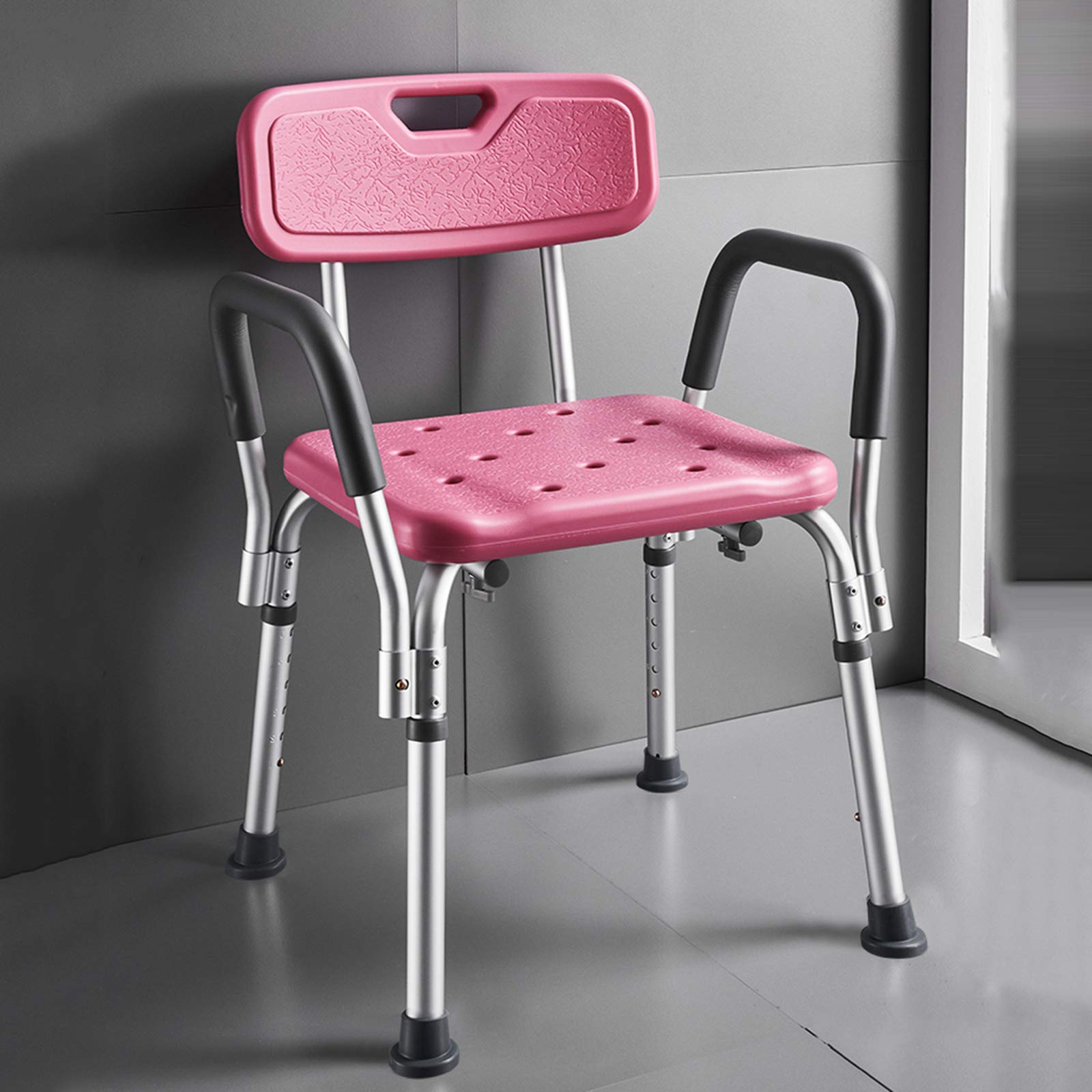Chaise de douche réglable en hauteur avec accoudoirs pour sécuriser la salle de bain