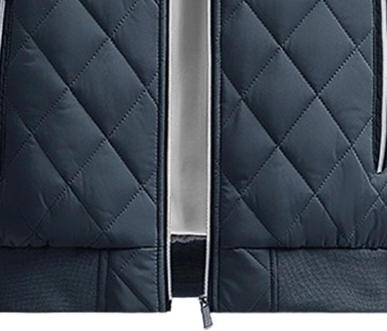 Mens Bomber Jackets Diamond Quilted Padded Jackets Full Zipper Fleece Thermal Winter Outwear Lightweight Sports Coats
