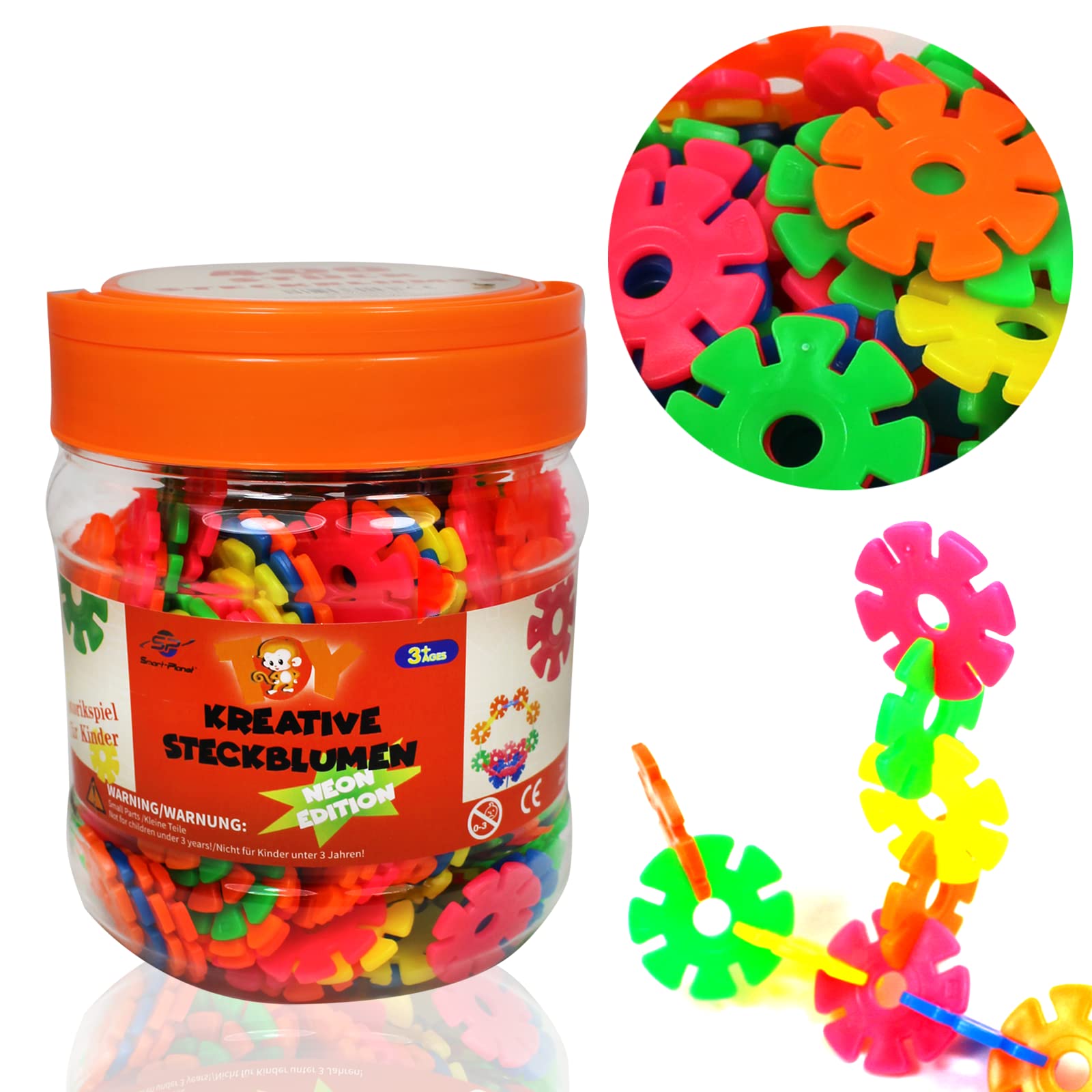 Smart-Planet 400 Neon Flowers in Tin - Snowflakes for Inserting