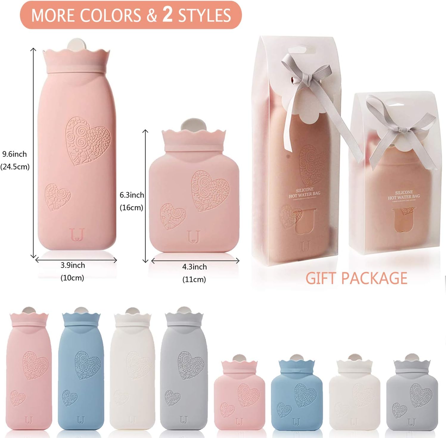 Microwave Heating Face Silicone Mini Hot Water Bottle Bag with Knit Cover, Hot & Cold Therapies - Gift for Birthday, Christmas, Valentine's Day, Gift Exchange Party (Long, White) : Health & Household