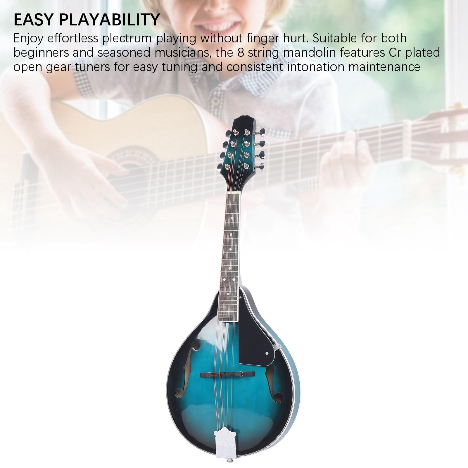 Zestaw Instrumentów Mandolinowych 8 Sznurka Mandolina z Mandoliny z Plamkowatymi Sznurkami i Czyszczeniem dla Początkujących Dorosłych Zielony