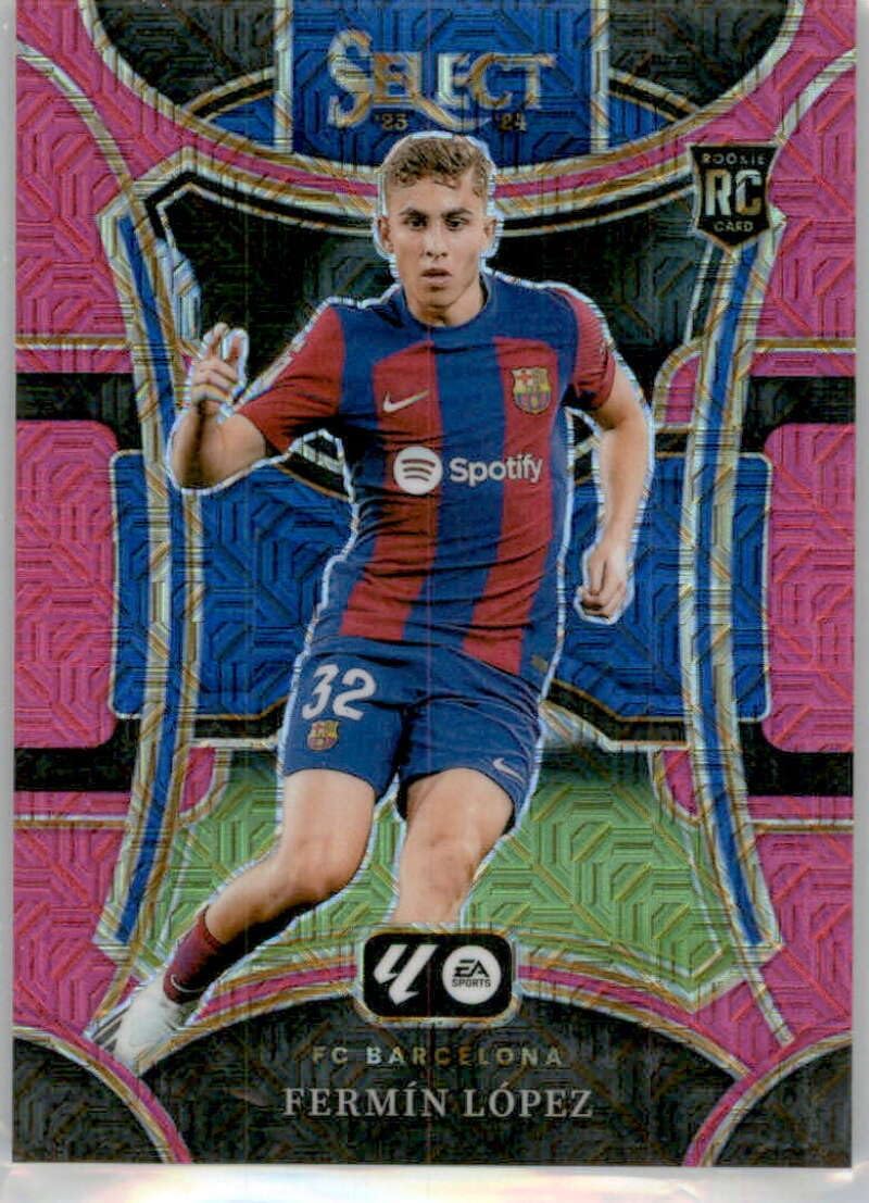 2023-24 Panini La Liga Select Pink Mojo #137 Fermin Lopez SER/115 FC Barcelona Mezzanine Official Spanish League Soccer Card in Raw (NM or Better) Condition