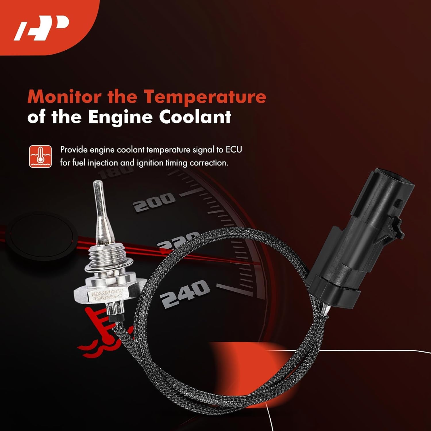 A-Premium Engine Coolant Temperature Sensor [2 Blades] Compatible with International, Kenworth, Oshkosh, Peterbilt, Volvo, Freightliner, Western Star, fits Harvester 5500i ProStar, C500, T2000 & More