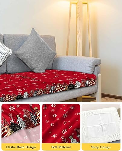 Miniatura 4 de Fundas de cojín elásticas para sofá, diseño de árbol de Navidad, seccional/individual/L/T, funda protectora para muebles, parte inferior elástica,