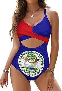 Womens Sexy One-Piece Swimsuit Estonia Flag Cut Out Bathing Suit V-Neck Crisscross Back Swimwear