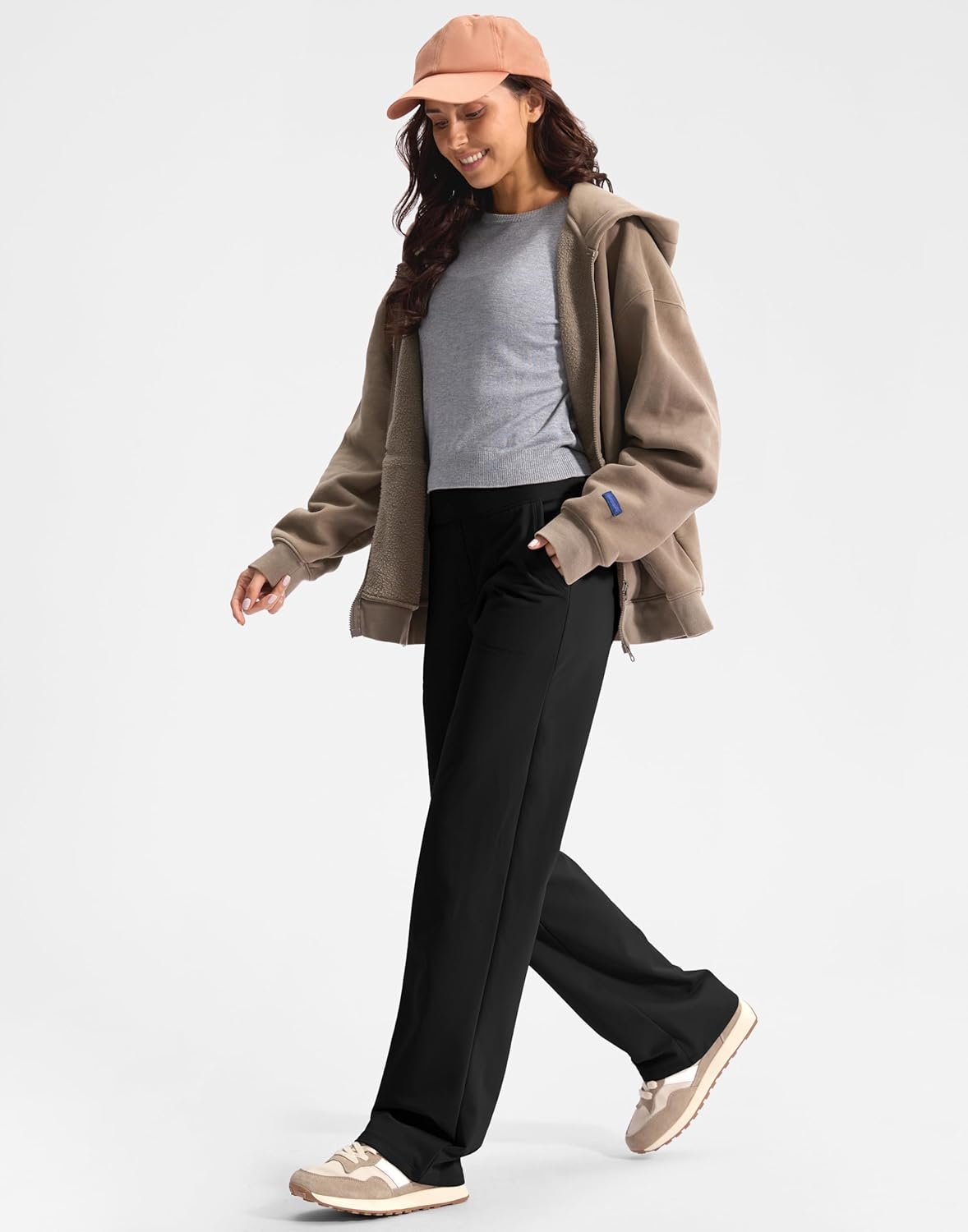 Soothfeel Fleece Lined Pants Women 29"/31"/33" High Waisted Wide Leg Sweatpants with Pocket Winter Warm Work Yoga Dress Pants - Image 6