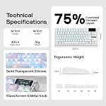 EPOMAKER G84 PRO Wireless Gaming Keyboard with Screen&Knob, 75% Creamy Mechanical Keyboard, 8000mAh, Hot Swappable, Silicone Keycaps, BT5.0/2.4G/USB-C Mode, NKRO, RGB (White, Creamy Jade Switch)
