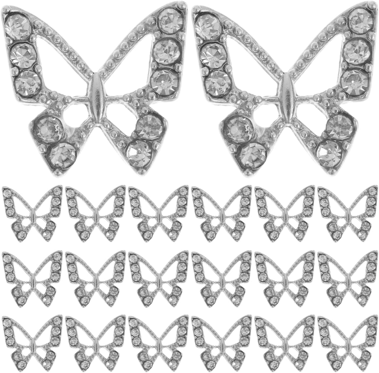 FRCOLOR Butterfly Nail Charms 20 pcs Rhinestone Nail Art Accessories for DIY Manicure Decorations Jewelry for Party Wedding Prom Christmas New Year