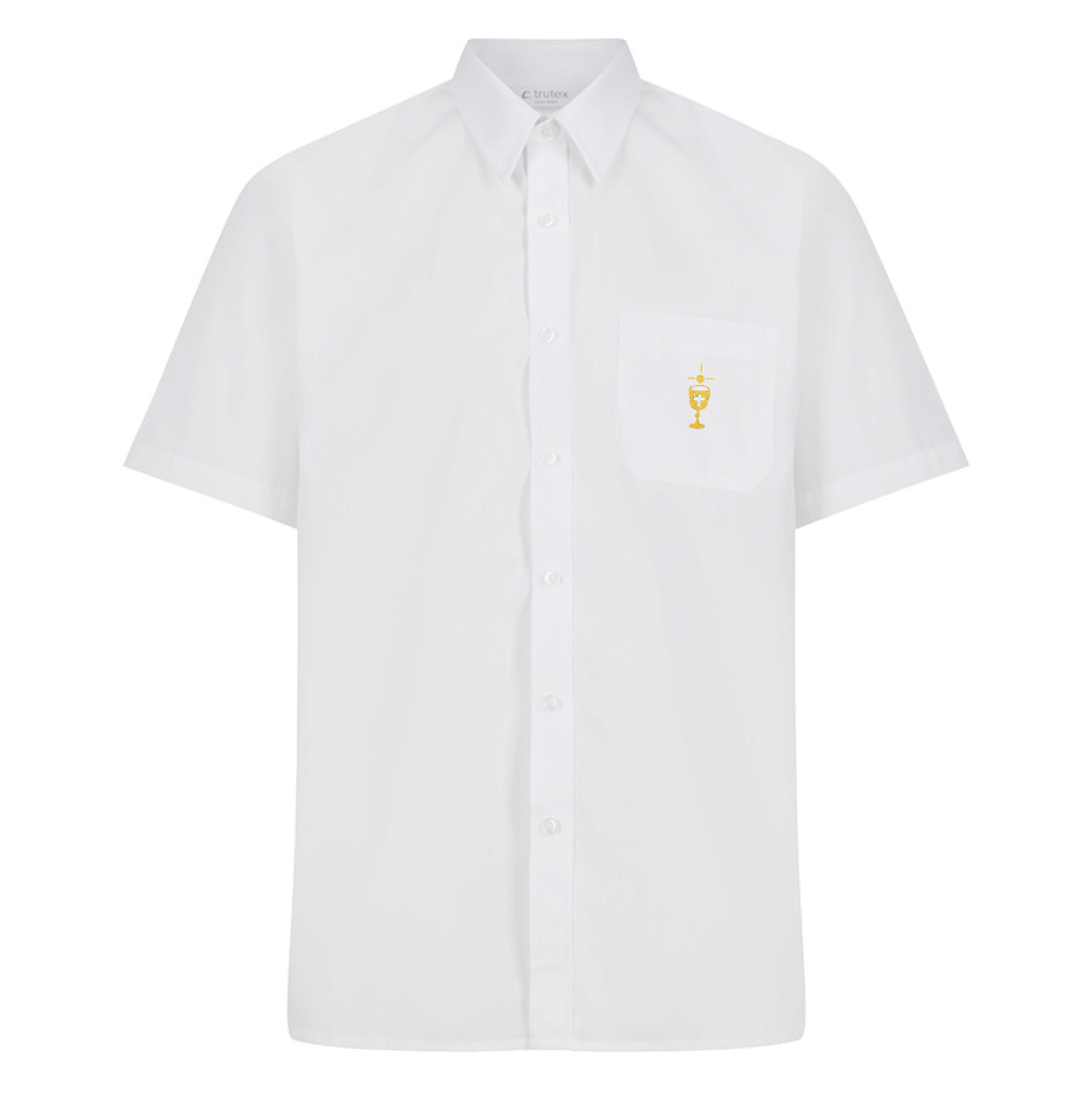 Parkers Official First Holy Communion Shirt Long Sleeve and Short Sleeve (White Short Sleeve, 13" Collar / 34" Chest)