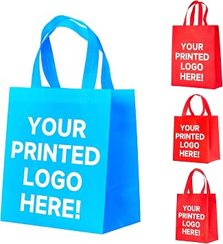 RACETOP 100 Pack Custom Non-Woven Bags with Handle, Custom Reusable Gift Bags, Large Reusable Heavy Duty Tote Bags, 4 Sizes Ideal for Grocery Shopping, Gifts Wrapping and Travel