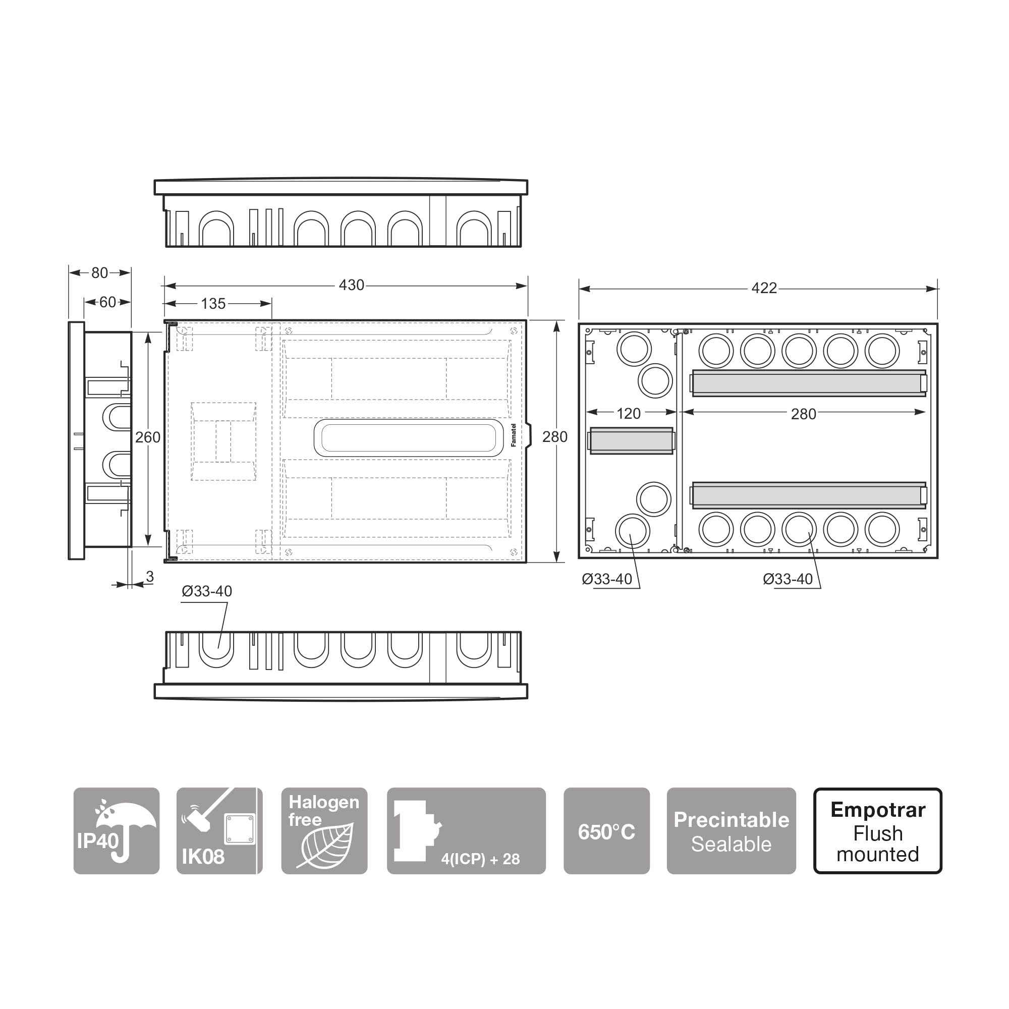 Famatel - Caja icp 40 24 elementos con puerta
