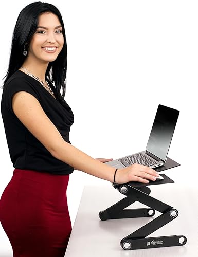 Miniatura 5 de Executive Office Solutions - Escritoriomesasoporte de aluminio ajustable y portátil con ventilación por USB y soporte lateral para mouse para