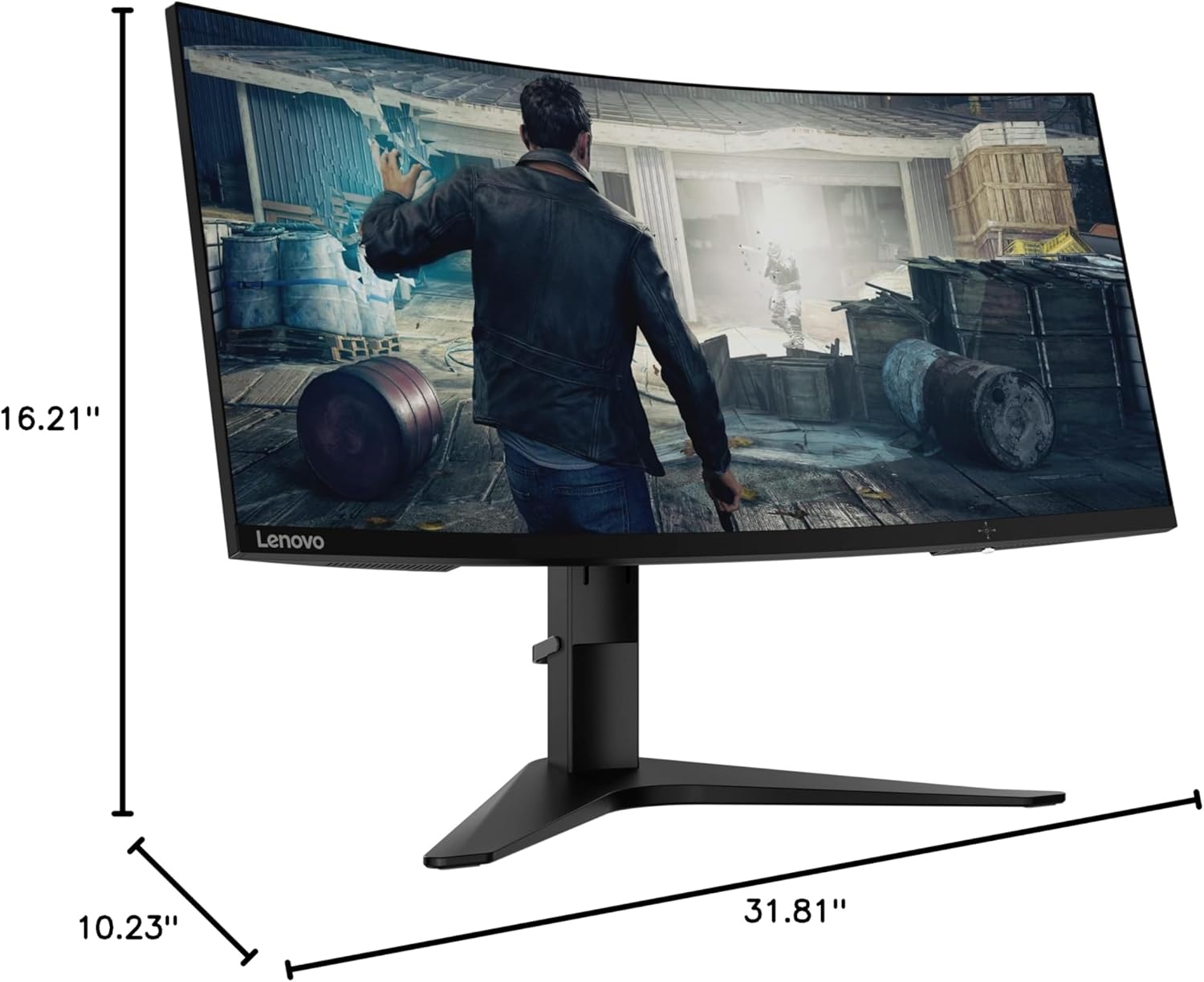 Lenovo G34w-10 monitor dimensions with VESA mount points