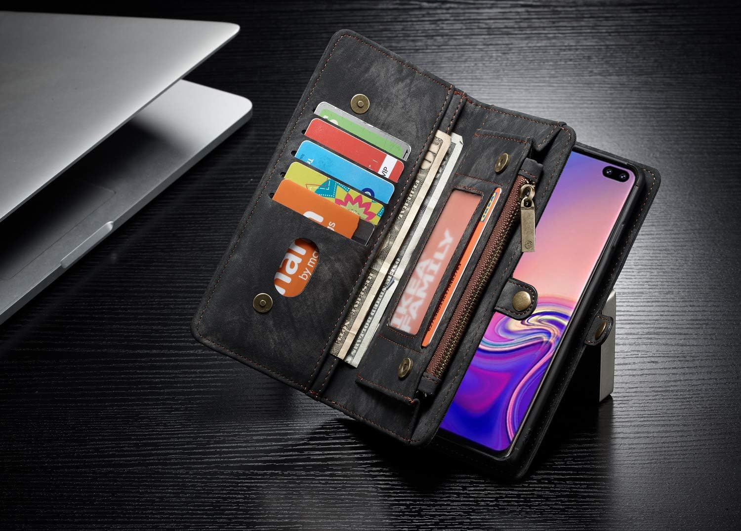 Limited Discount XRPow Galaxy S10 Plus Case Wallet, S10+ Detachable Slim Cover, Premium Leather Folio Magnetic Wallet Protection Card Slot Holder Removable Back Shell Carrying Cover for Samsung Galaxy S10 Plus Black