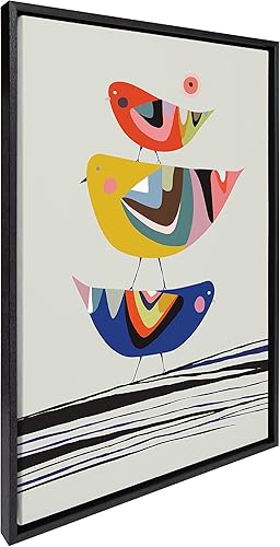 Kate and Laurel Sylvie The Family Tree - Lienzo enmarcado para pared, diseño de Rachel Lee de My Dream Wall, 23 x 33 pulgadas, negro, colorido arte