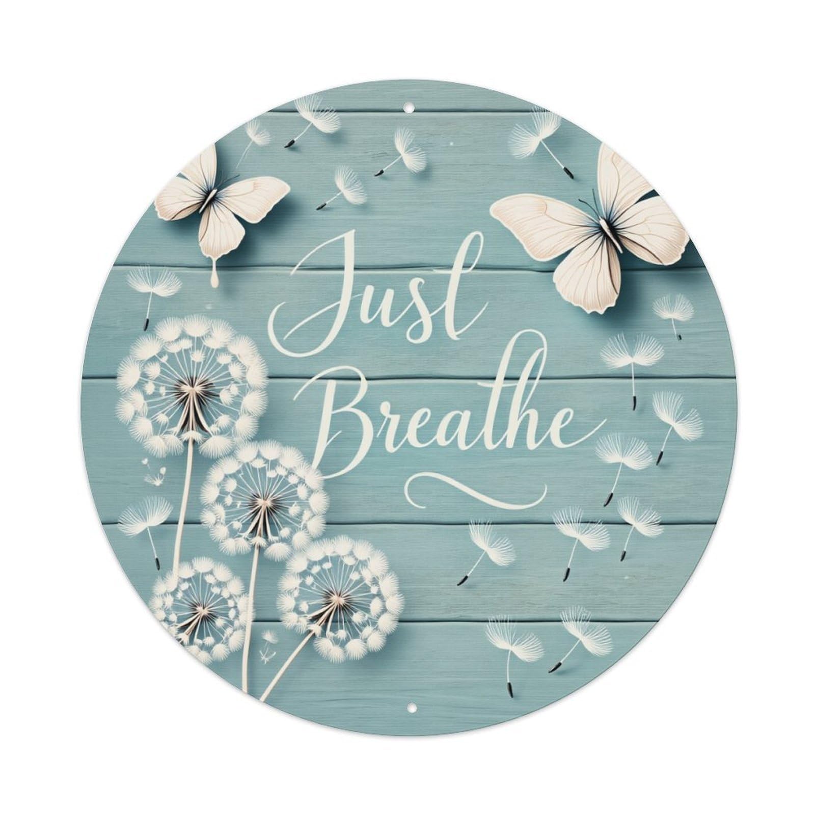 Dandelion Butterflies Wood Background Text Round Tin Sign Retro Metal Sign for Cafe Bar Pub Home Game Room Gym Club Wall Decoration Vintage Metal Poster 8x8 Inch