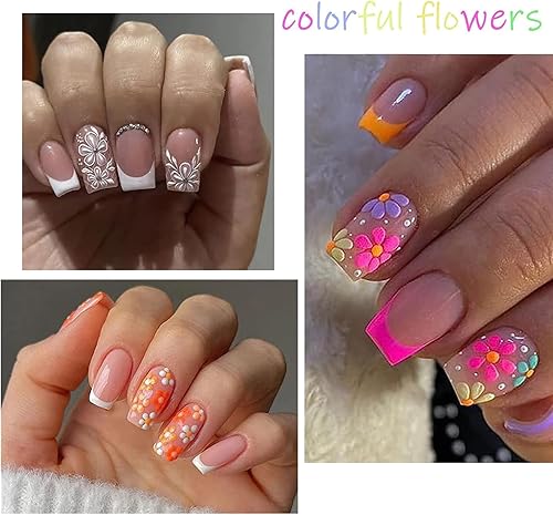 Miniatura 6 de Vezocim Calcomanías de arte de uñas de flores, holográficas 5D en relieve de flores en relieve de corazón, calcomanías autoadhesivas para uñas,