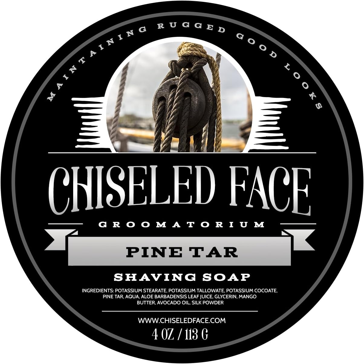 Pine Tar Handmade Luxury Shaving Soap by Chiseled Face — Rich, Thick Lather — Smooth, Comfortable Shaves — Tallow-Based Soap — Made in The USA