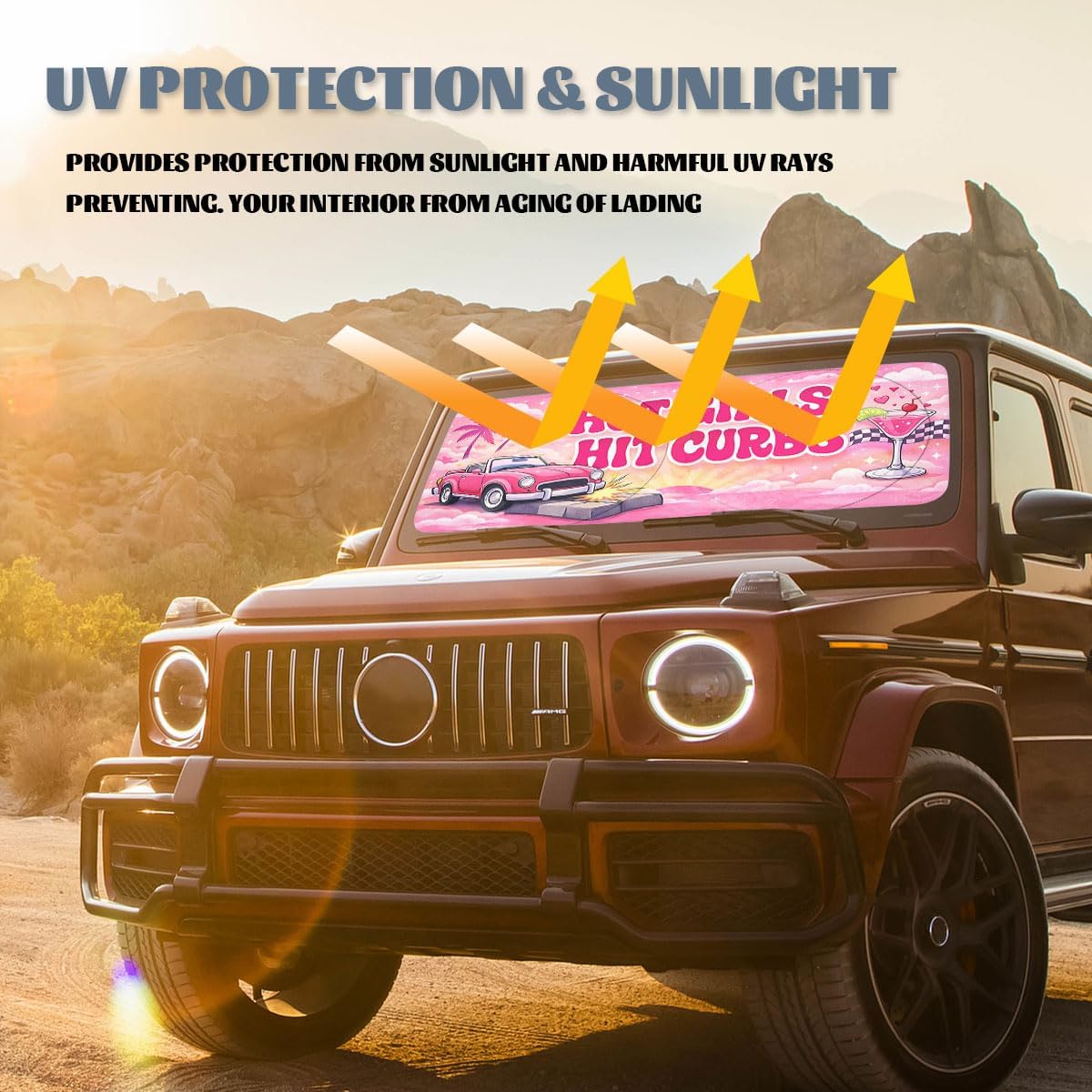 Car Front Window Sun Shield Hot Girls Heatshield Front Window Car Sun ​Shade Windshield Rays Sun Shade Visor Protector for Car Sedan Truck SUV Accessories 59" L x 31.5" W image 5