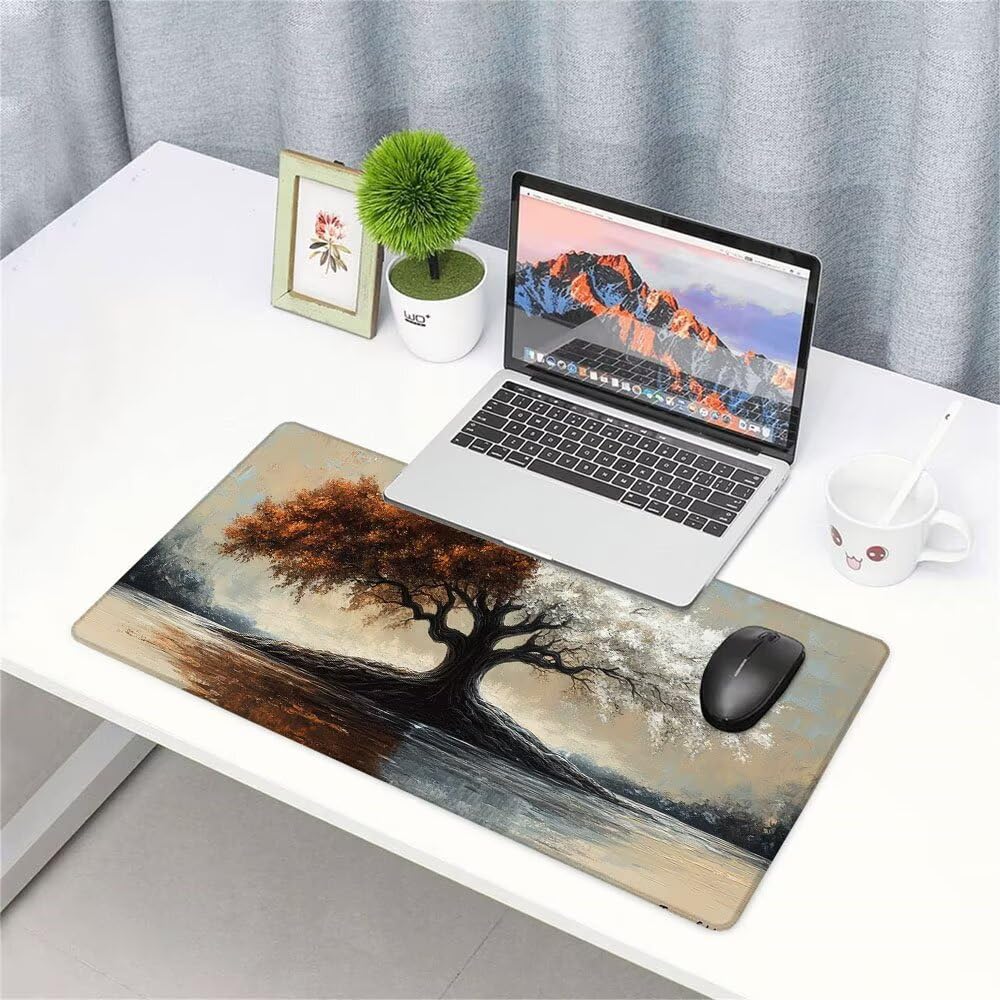 Podkładka na biurko, XXL, gamingowa podkładka pod mysz, akcesoria biurowe, mała podkładka pod mysz, PC, duża, antypoślizgowa gumowa podstawa, szyte krawędzie, 1400 x 600 x 3 mm, ochrona biurka, do