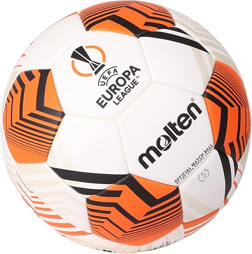 Miniatura 4 de Molten UEFA Europa League UEL - Balón de fútbol oficial UEL, color blanco/naranja/negro, modelo: 5000 'Match Ball', talla 5