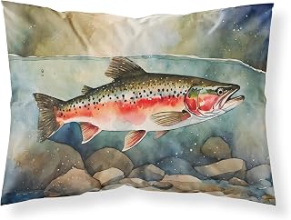 Caroline's Treasures DAC2840PILLOWCASE Trout Standard Pillowcase Lightweight Super Soft Easy Care Decorative Artwork Pillowcase, Standard