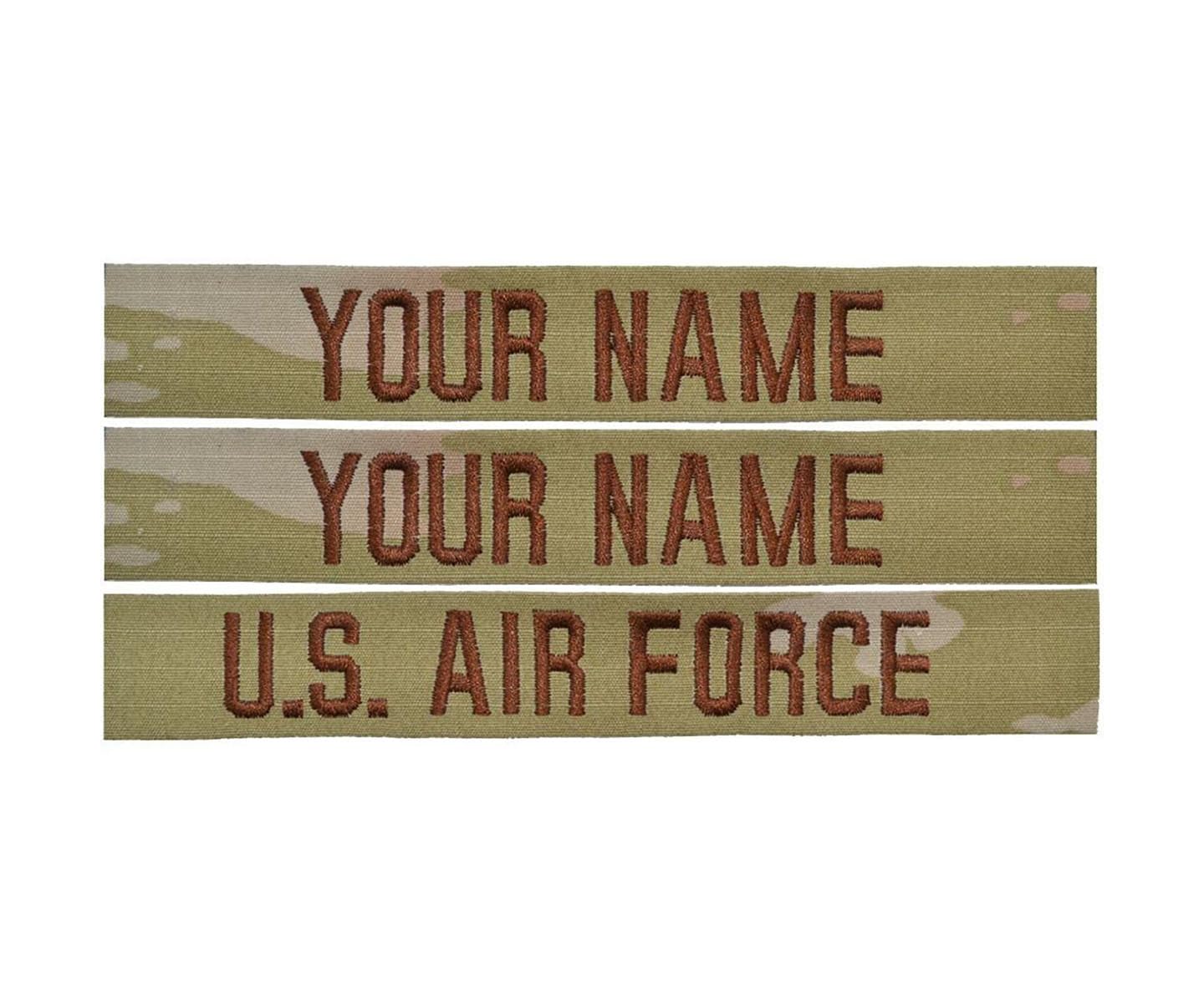 Uniform Accessories Unlimited Inc Custom U.S. Air Force USAF Spice Brown OCP Name Tape Bundle (SEW ON)