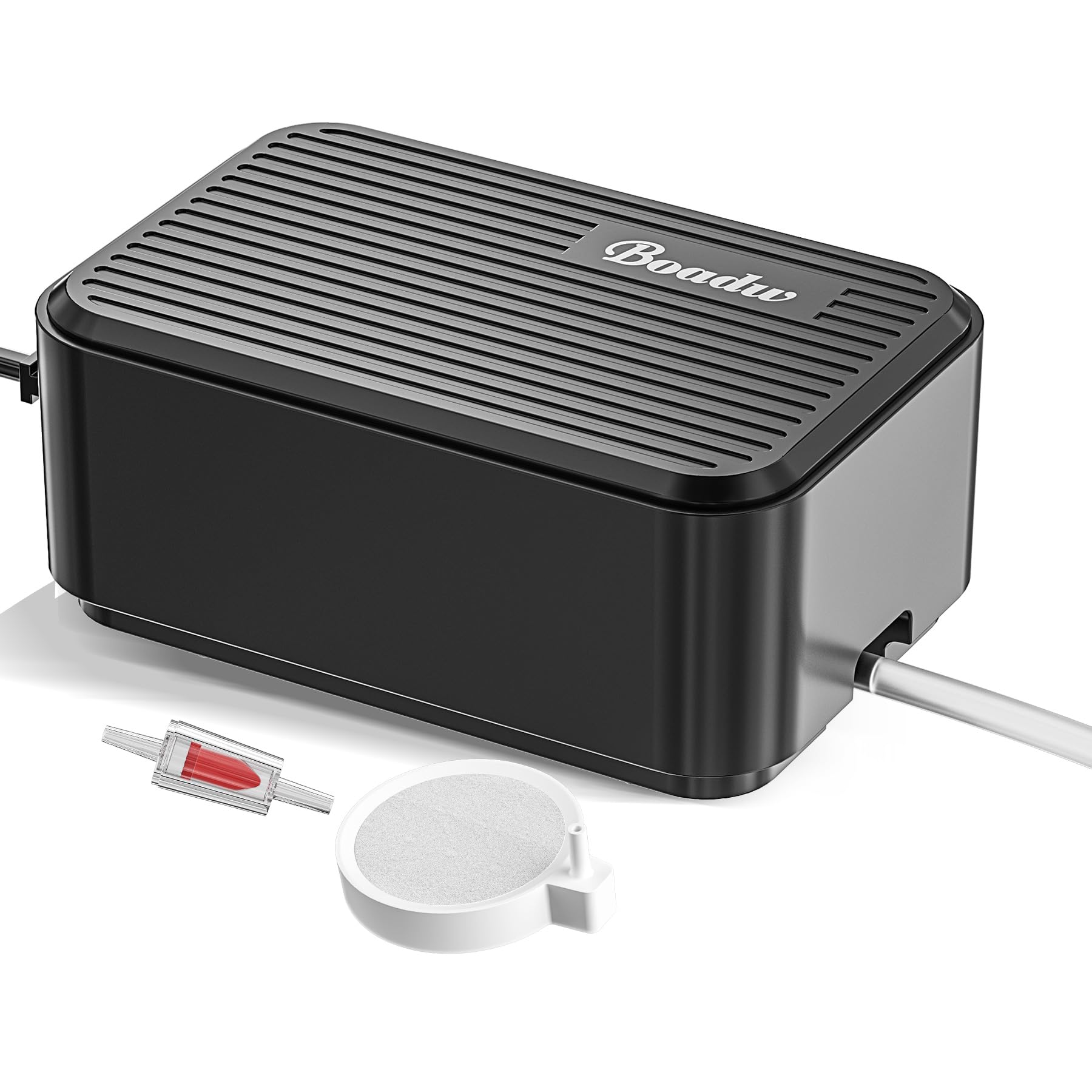 Pompa d'aria per acquari Boadw più silenziosa, pompa di ossigeno regolabile da 2,3 W per acquari fino a 100 litri con tutti gli accessori <30 dB