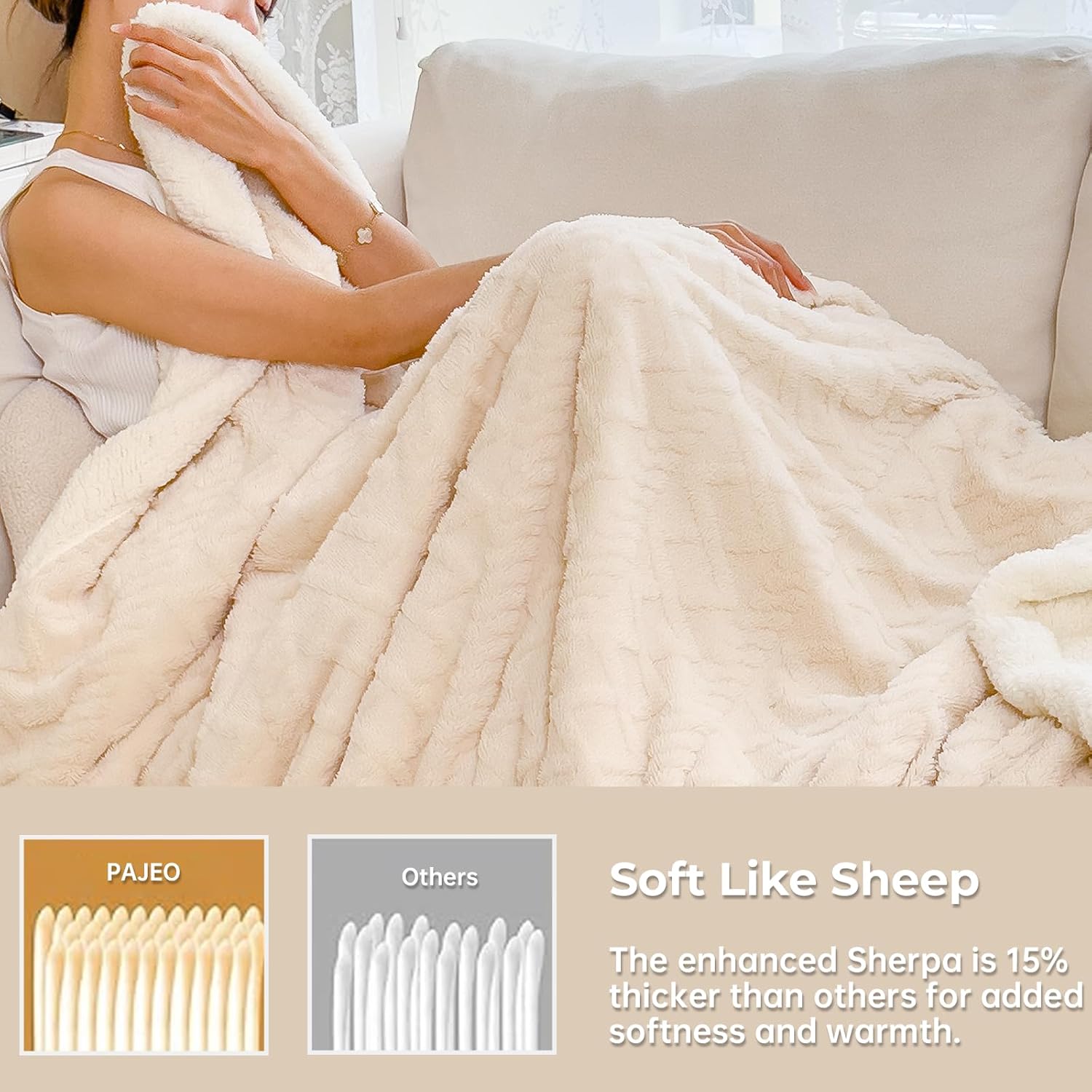 Sherpa Twin Size Blanket for Bed - Fleece Soft Cozy Fuzzy Blankets Thick Warm for Winter and All Seasons,White,Women 60 * 80 Inches - Image 6