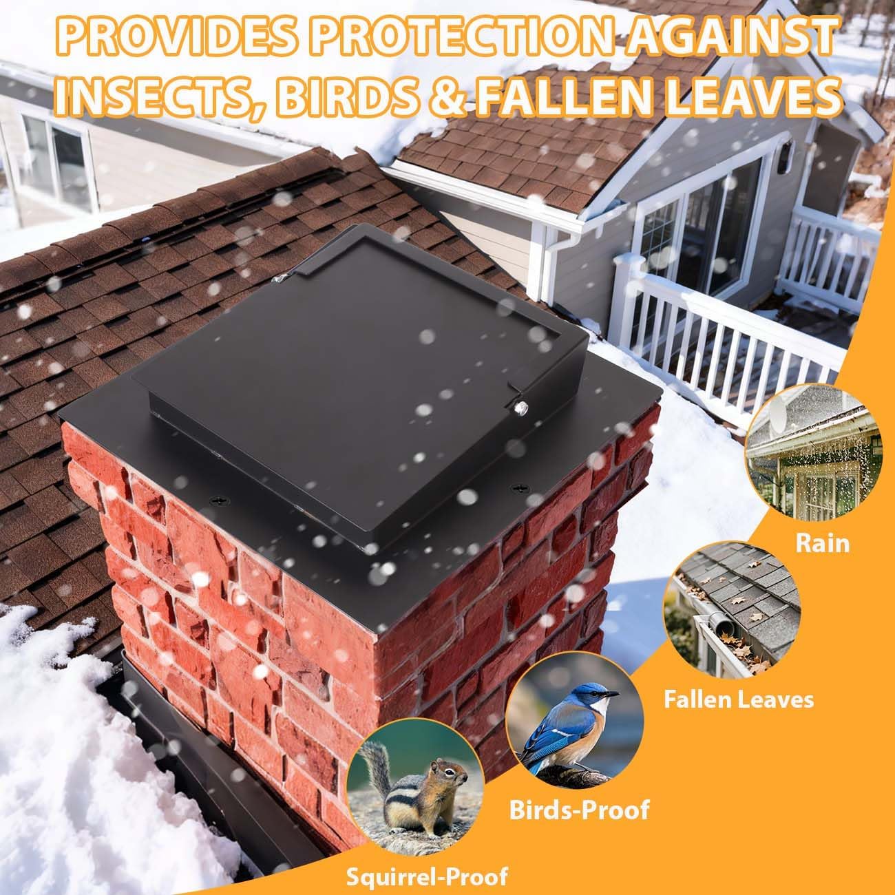 13"x13" Air Tight Chimney Damper - Double Seal Fireplace Damper Kit, Carbon Steel Chimney Draft Blocker for Wood-Burning Masonry Fireplaces Chimneys, Stops Drafts, Saves Energy & Blocks Rain/Snow