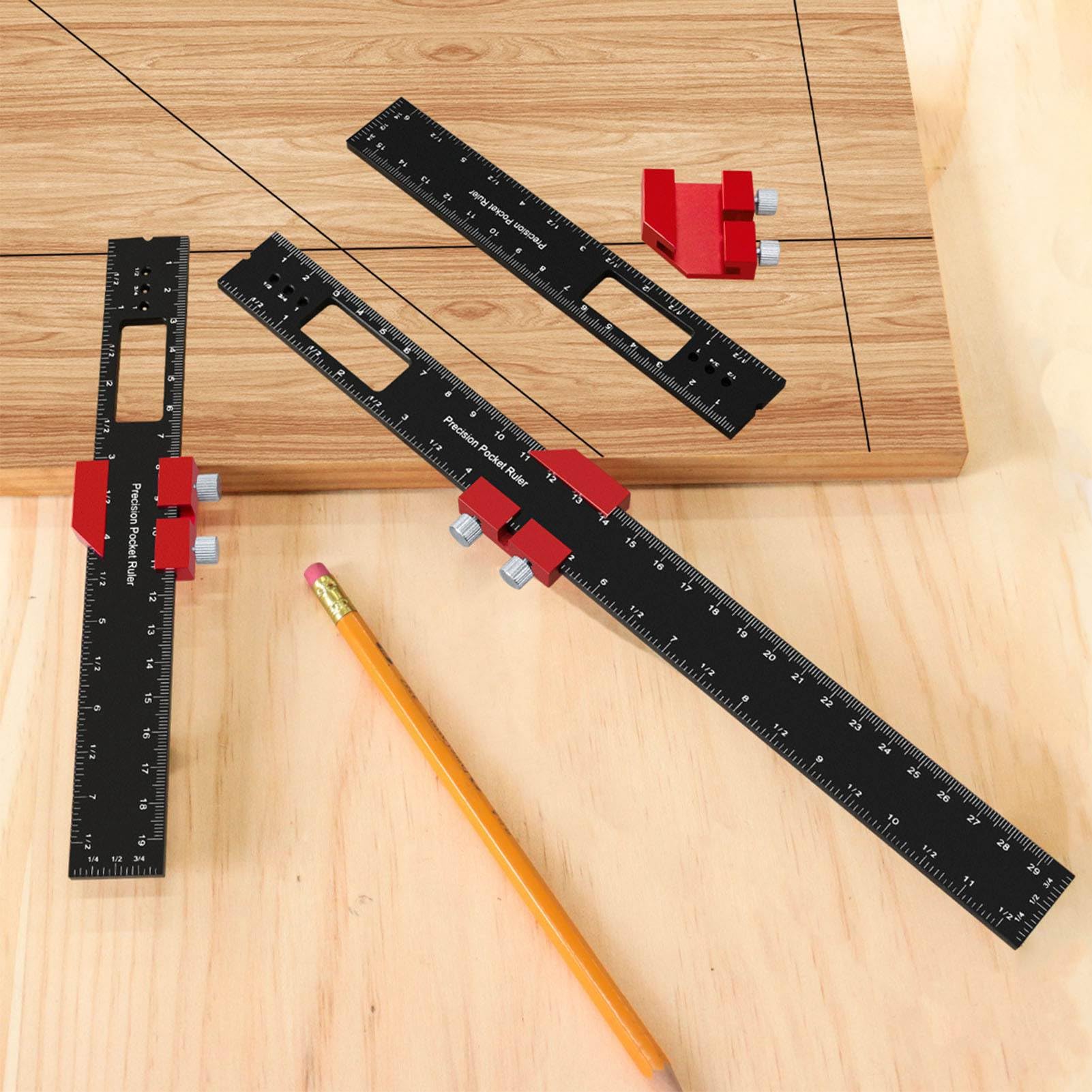 Woodworking Ruler, T Track Slide Ruler, High Accuracy, Equipped with Adjustable Sliding Stop Device for Fine Woodworking - Image 3