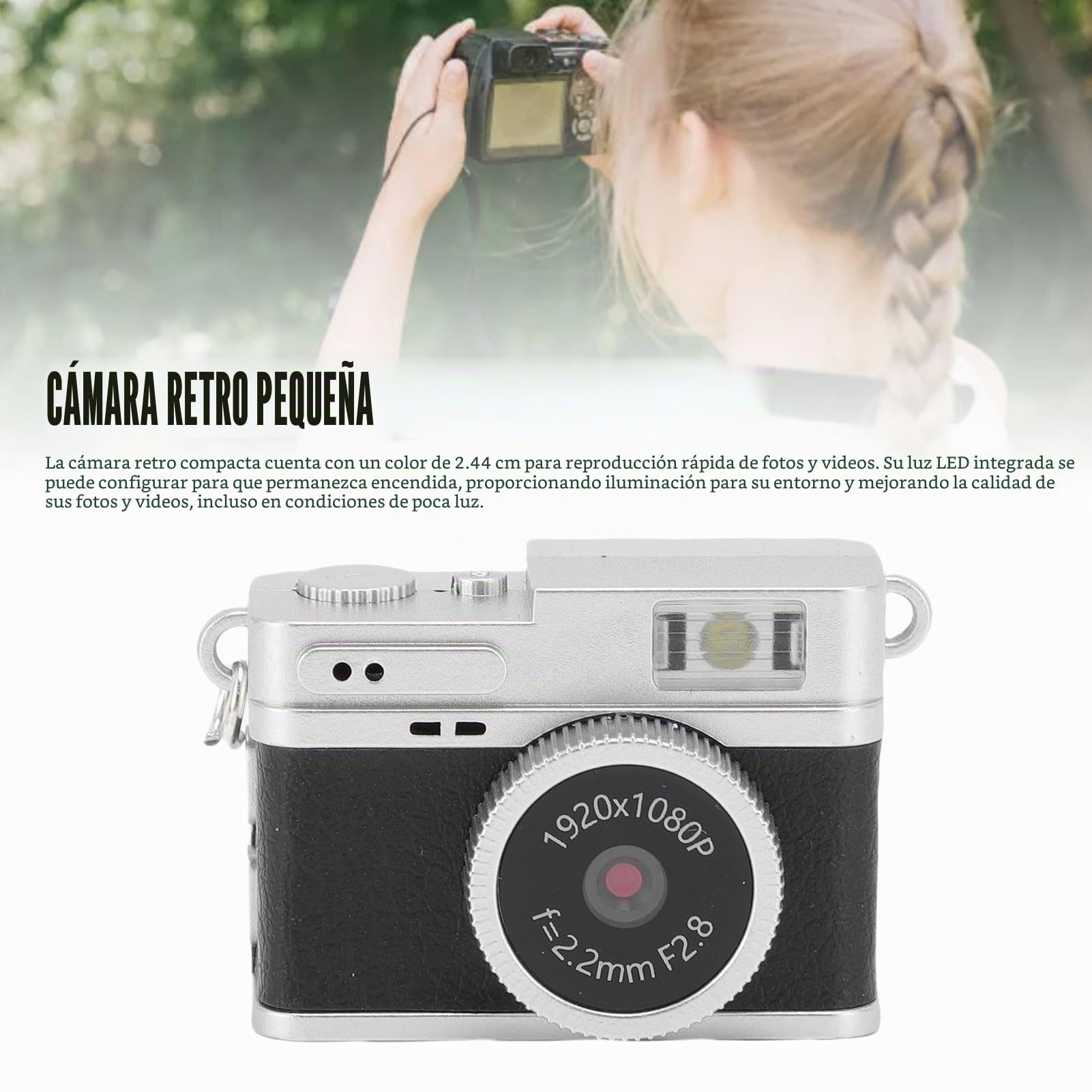 Bewinner Cámara de Llaves Retro Digital - Video de 1080p Mini Cámara Portátil, Fotos de 2MP, Camcorders Digitales Retro de Pantalla de 0.96 Pulgadas con 6 Filtros y Flash LED (Black)