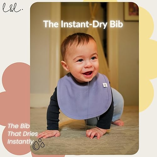 Miniatura 2 de Leya & Lior Paquete de 3 baberos para bebés de secado instantáneo de alta calidad, baberos unisex StayDri para babeo y dentición