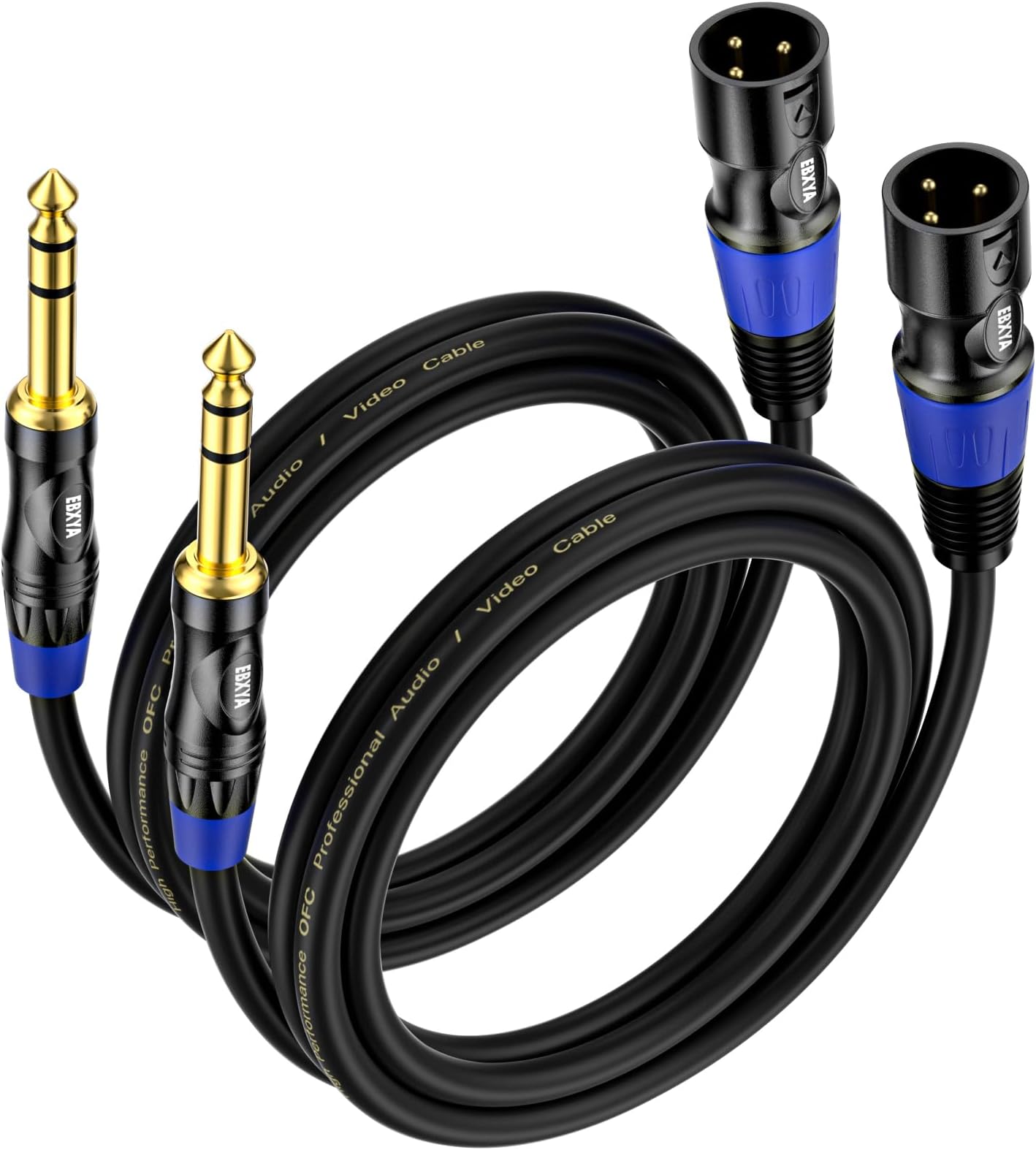 EBXYA 1/4 to XLR Cable - 6.35mm TRS Plug to Balanced 3-pin Male XLR Microphone Cable, 3ft 2 Pack