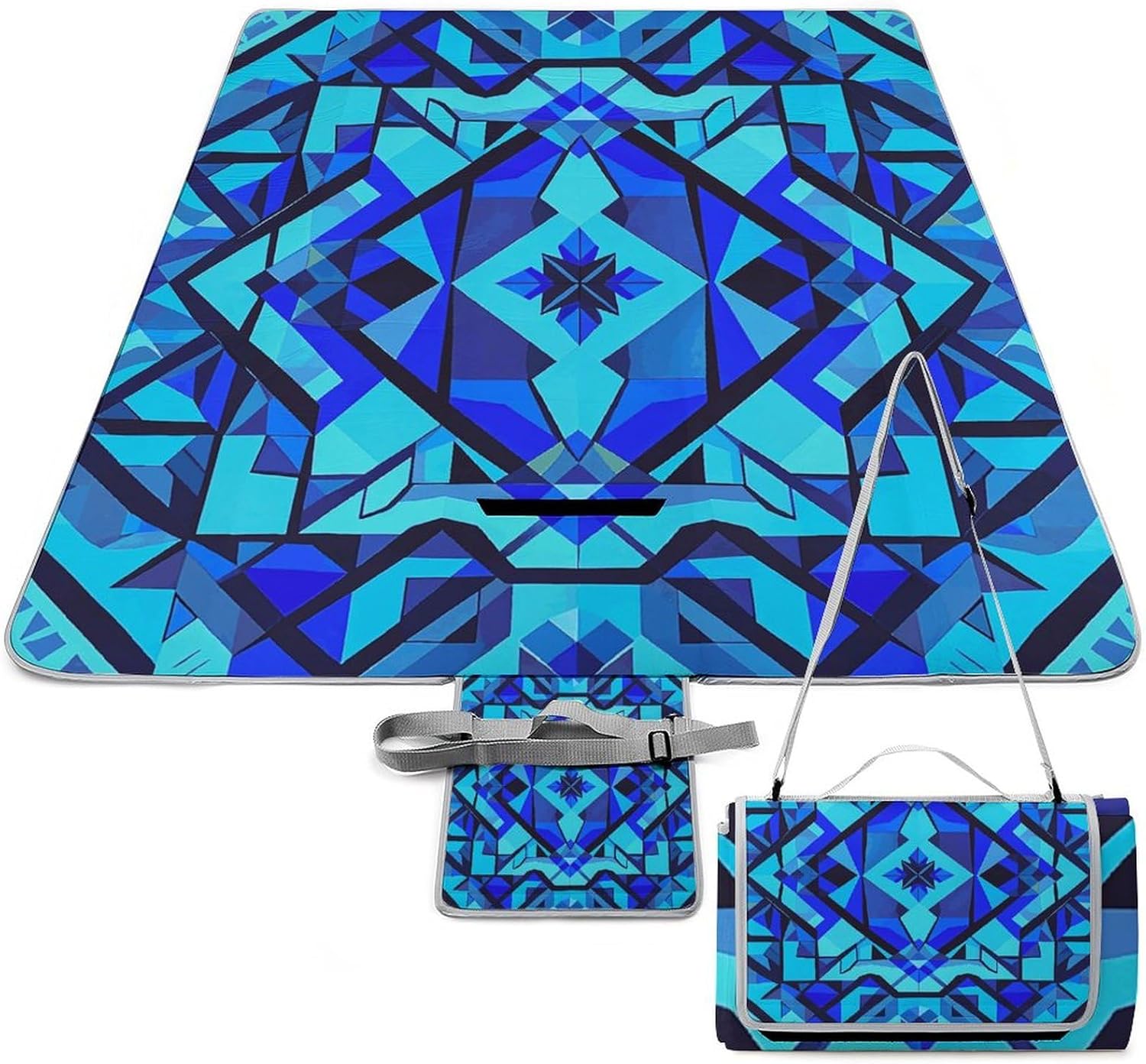 Outdoor Picnic Blanket Extra Large Beach Blanket Waterproof Picnic Mat Geometric Pattern Camping Blanket Portable with Carry Strap Park Blanket for Grass Camping Park