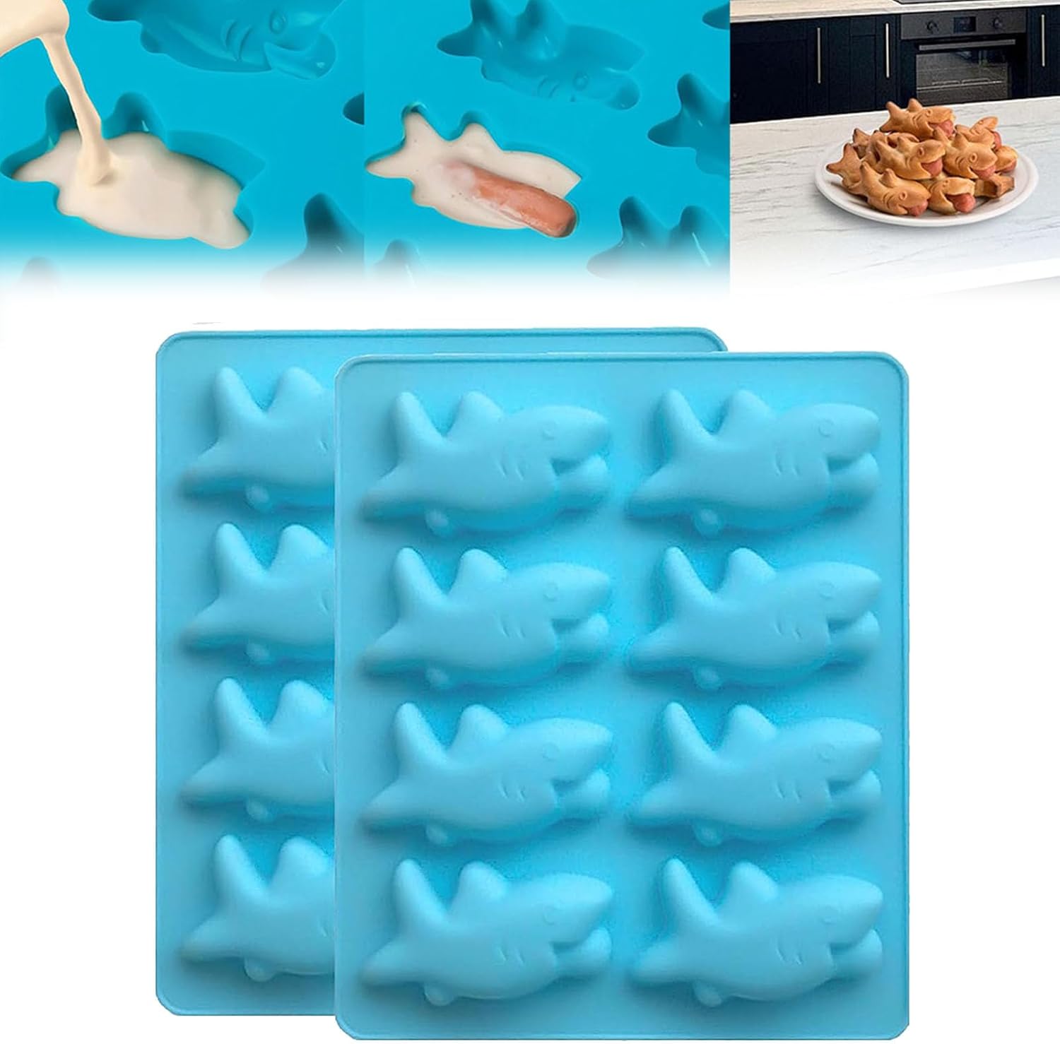 Shark Pigs in A Blanket Mold, 2/3/5PCS Shark Bites Mold