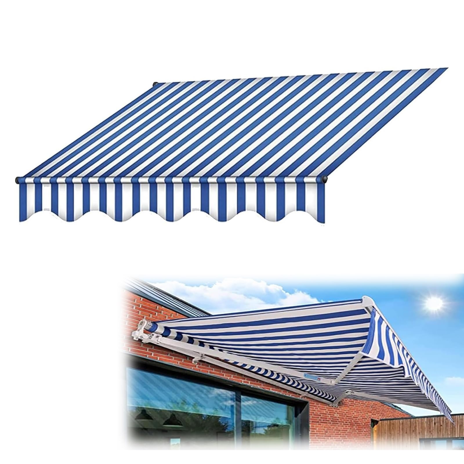 Sonnenschutz, für draußen, für manuell einziehbare Markisen, manueller Außen-Sonnenschutz, Deckfensterabdeckung, 4,5 x 3 m (14,7 x 10 Fuß)