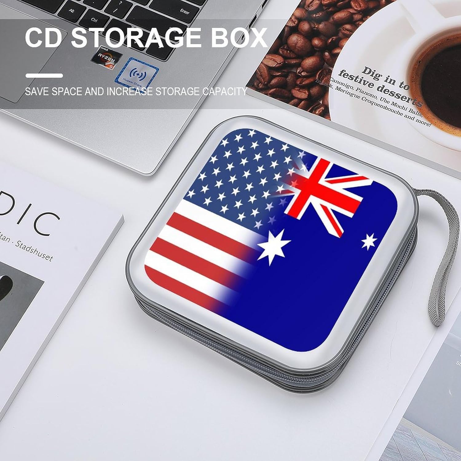 United States Australia Flag Protective CD Case Storage Rack 40 Capacity DVD Holder Organizer Car Travel