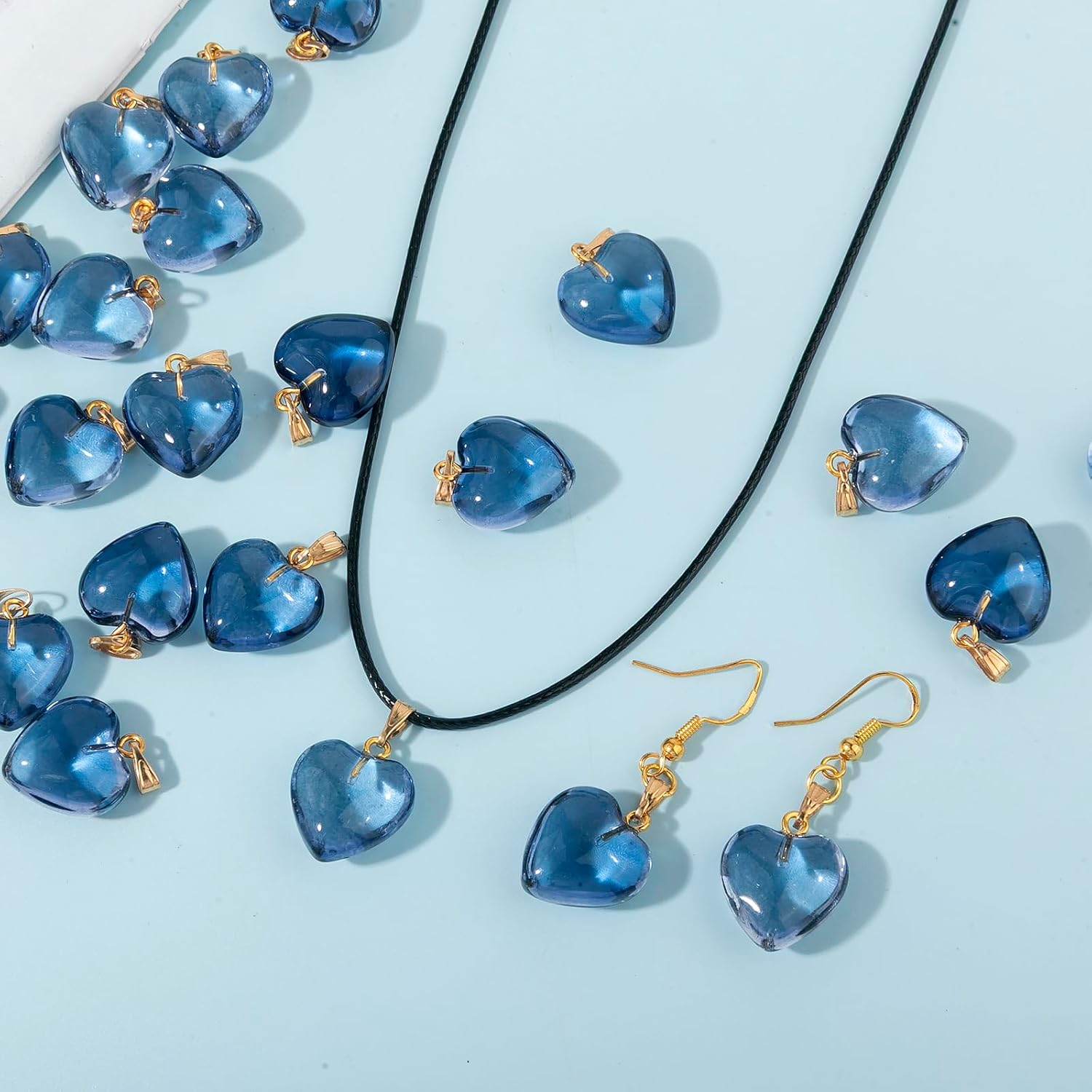 LUBINGSHINE 24pcs Heart Glass Pendants, Hearts Crystal Charms Pendant for Valentine's Day Necklace Bracelet Earrings Jewelry Making - Image 5