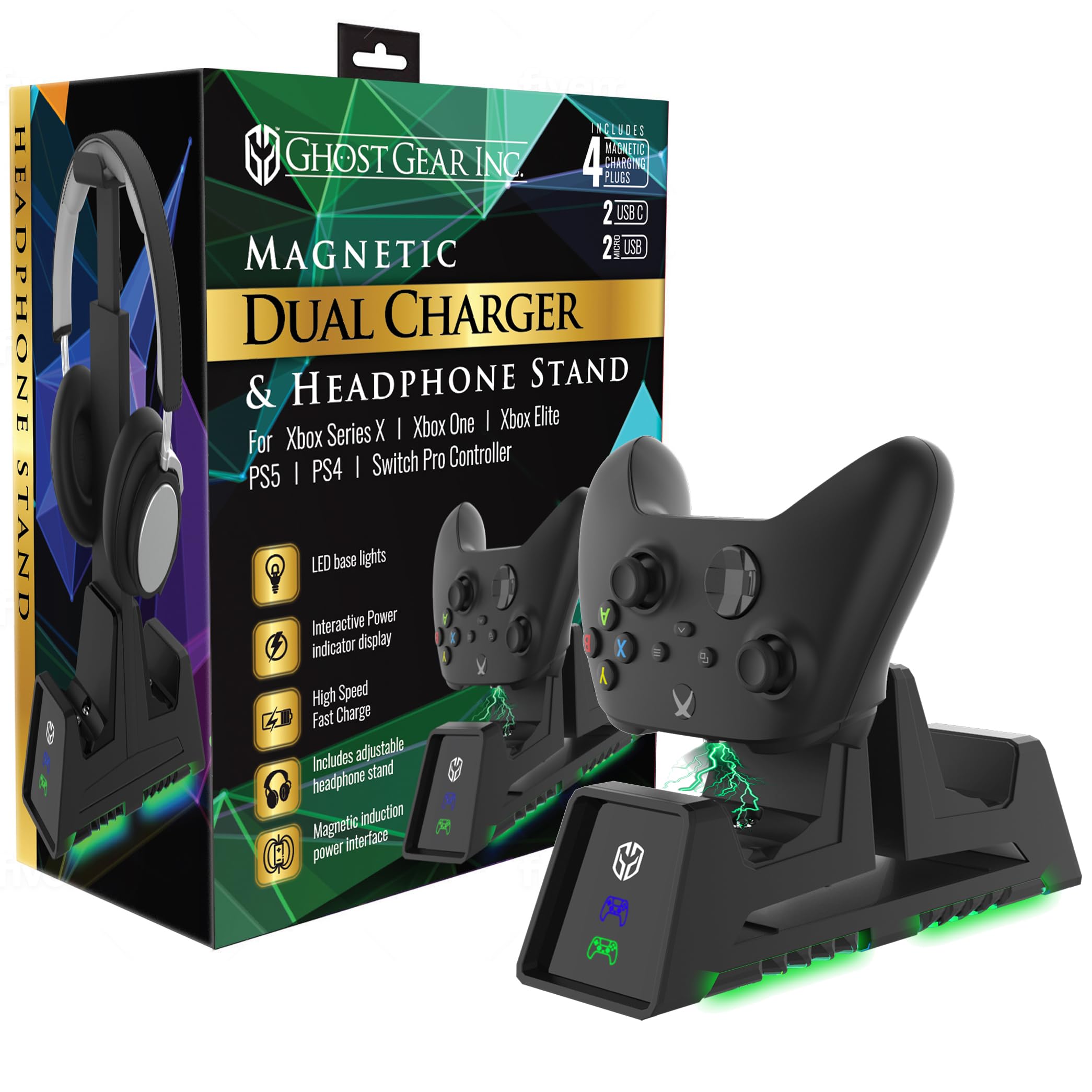 GearIconX2018 WirelessChargerStand　セット Amazon.com: Ghost Gear Charging Station for Xbox Series X, S, Xbox