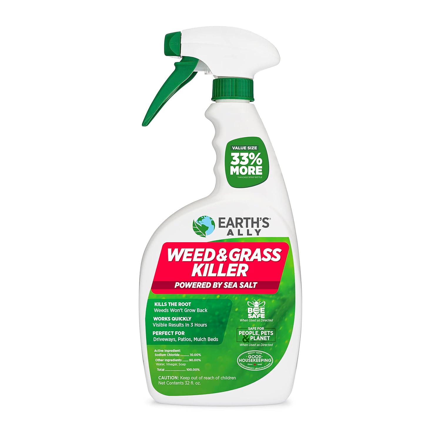 Earths Ally Grass and Weed Killer Spray - Natural OMRI Listed Glyphosate-Free Herbicide Weed Killers for Patios Driveways