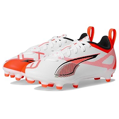 PUMA Kids Ultra 5 Play Firm Ground/Artificial Ground (Little Kid/Big Kid) Kids Shoes PUMA White/PUMA Black/Glowing Red