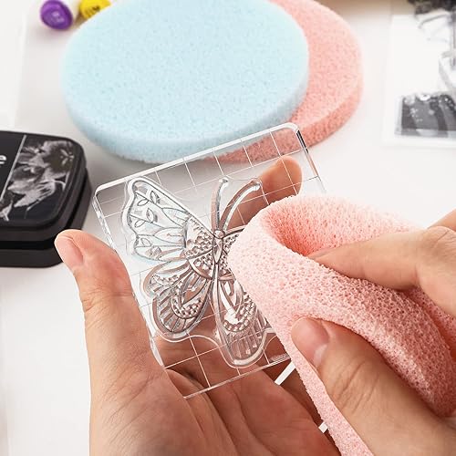 Miniatura 8 de BAOFALI Juego de 5 unidades de esponja de limpieza de sellos, herramienta de eliminación de tinta para aplicable a sellos de tela de limpieza,