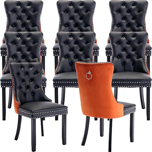 Miniatura 125 de Juego de 2 sillas de cocina y comedor de terciopelo, respaldo exterior capitoné, tapizadas en terciopelo, estructura de madera maciza (celeste, 2